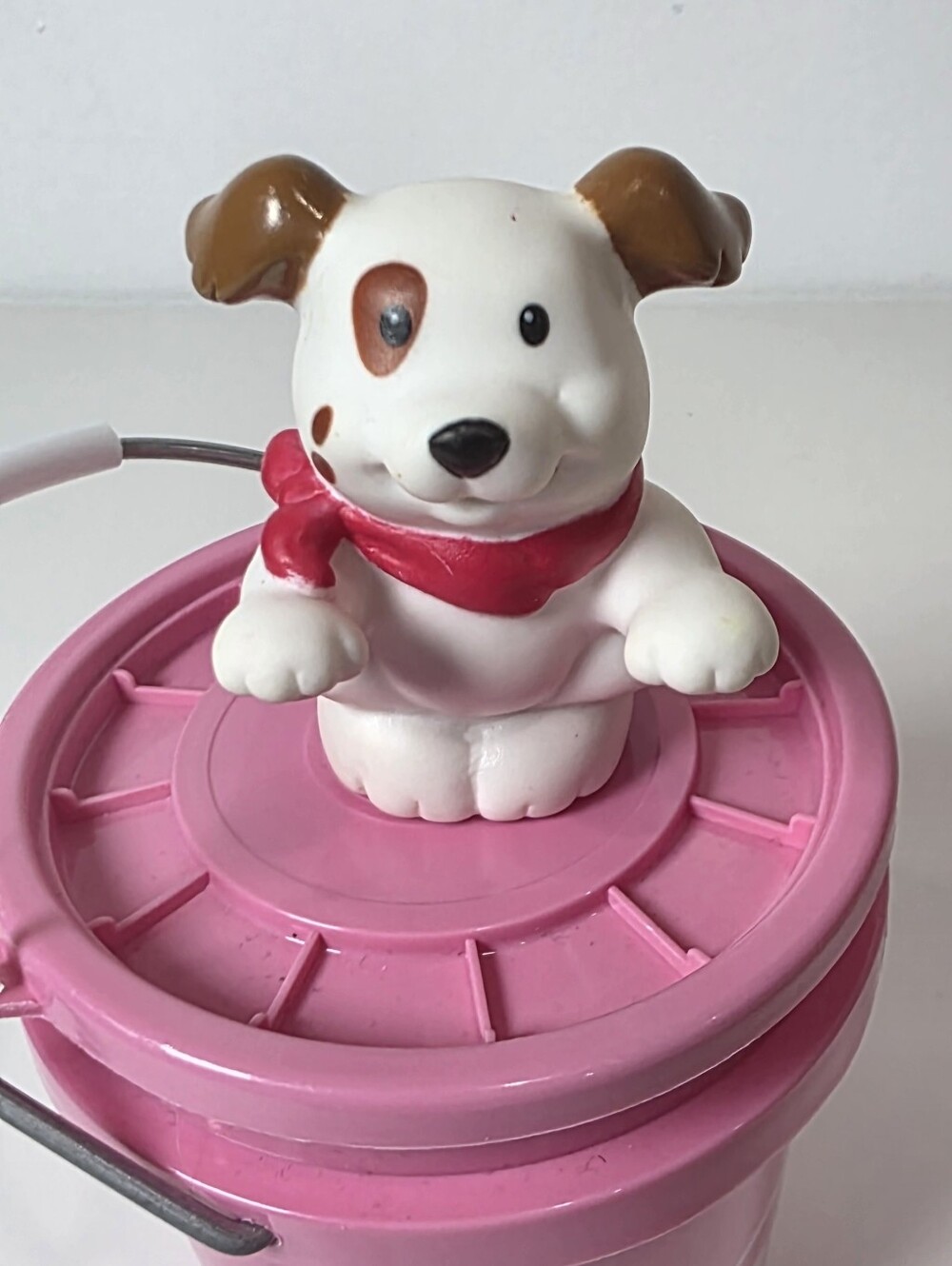 Fisher Price Little People Spotted White Puppy Dog Red Bandana Brown Ears